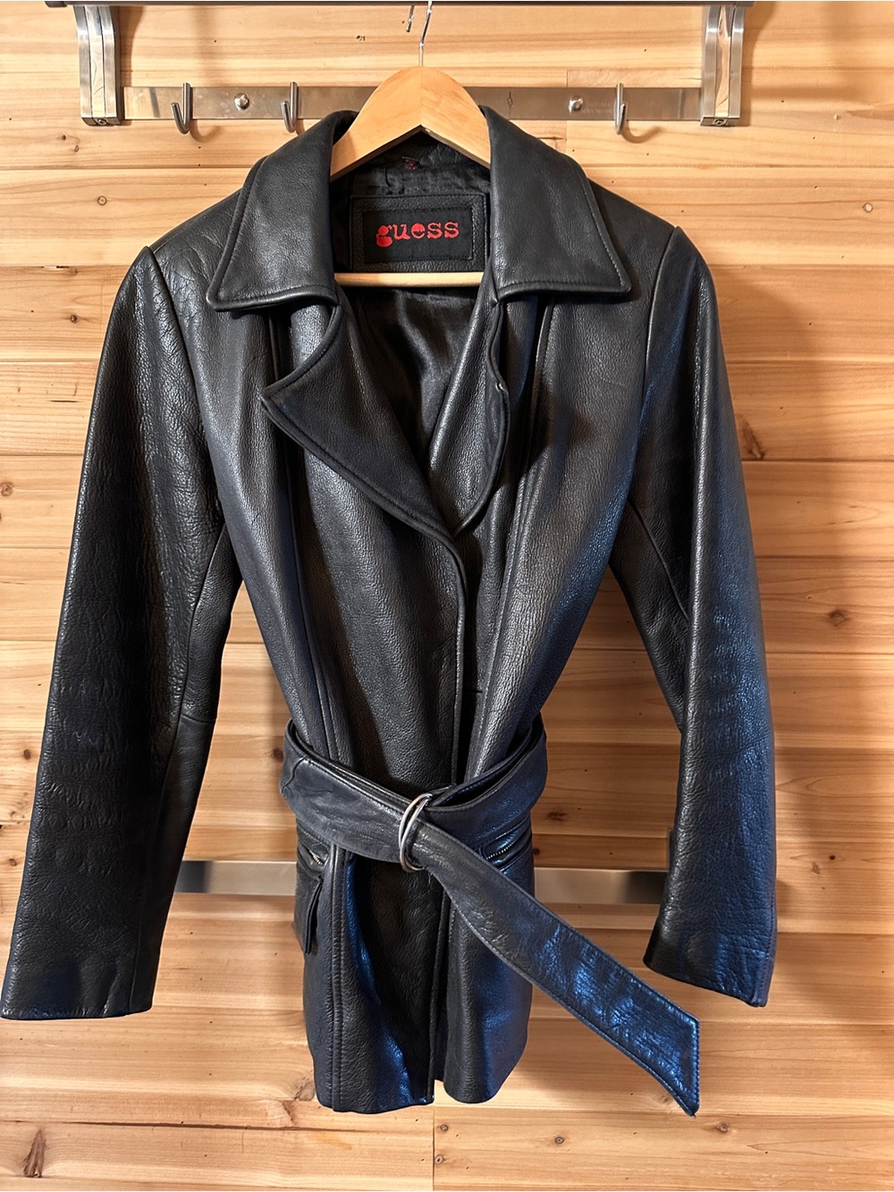 GUESS Black Leather Asymmetric Zip Jacket - Picture 3 of 14